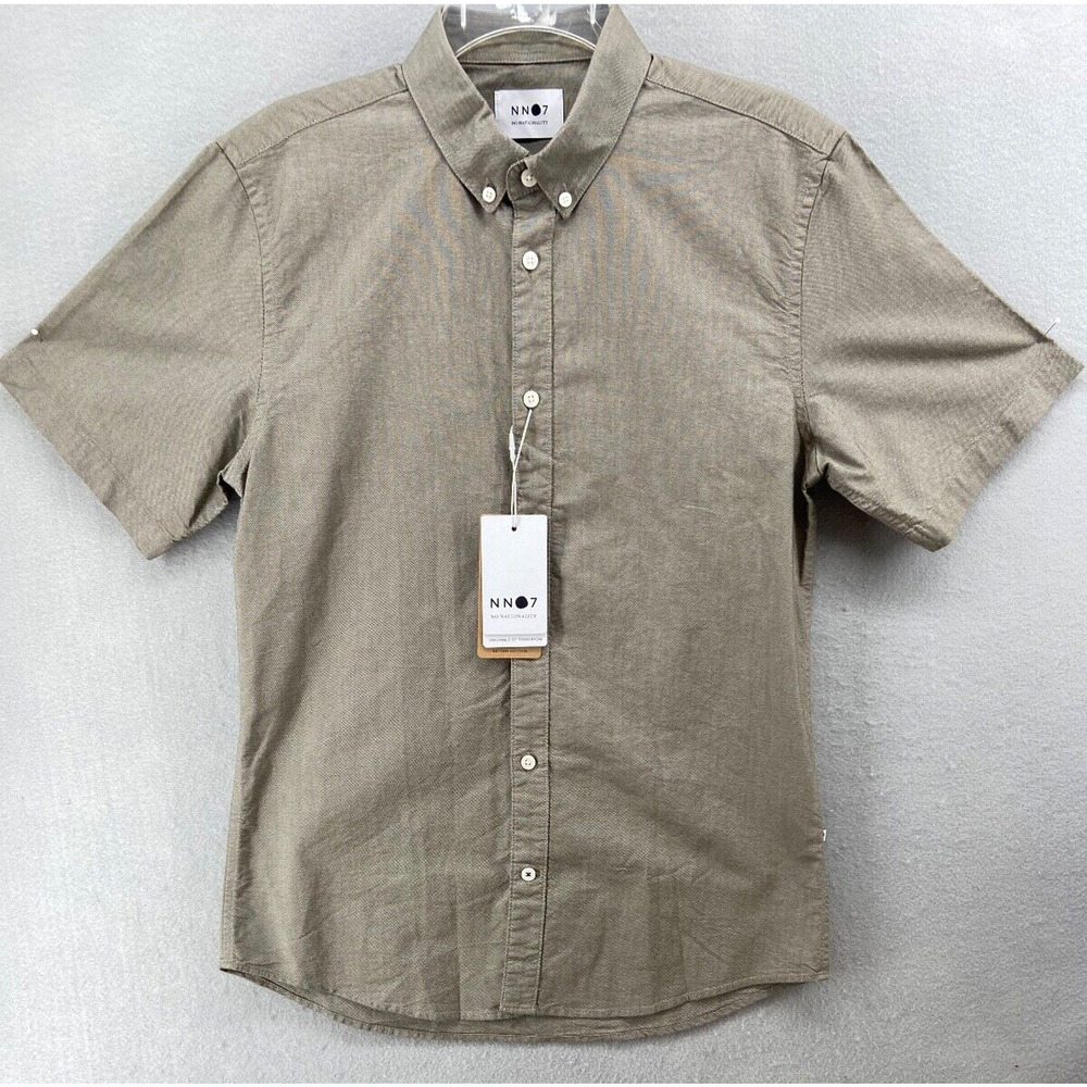 NWT NN07 No Nationality Shirt Mens Small SIXTEN Short Sleeve Rock Khaki Buttons